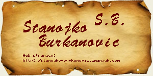 Stanojko Burkanović vizit kartica